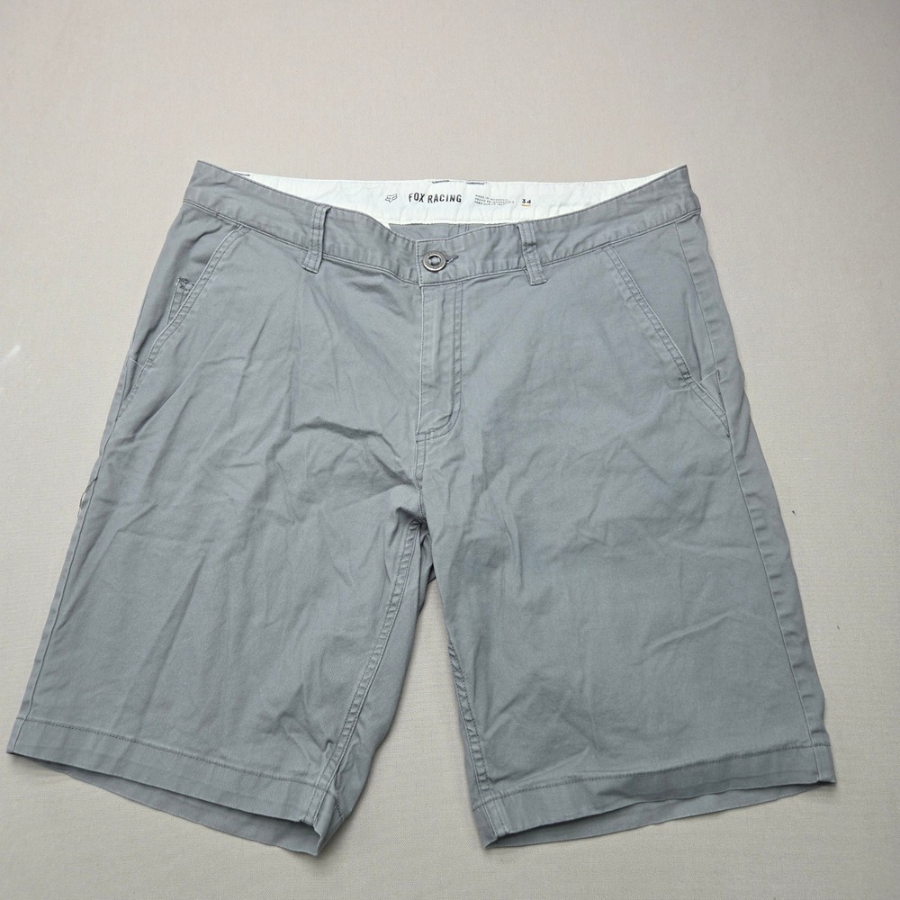 Fox Racing Shorts Slant Chino Casual Twill Solid Gray Mens 34